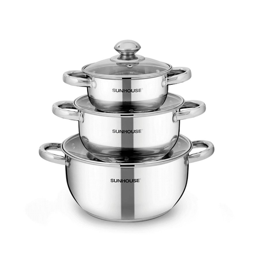 Bộ nồi inox 3 đáy Sunhouse SH334