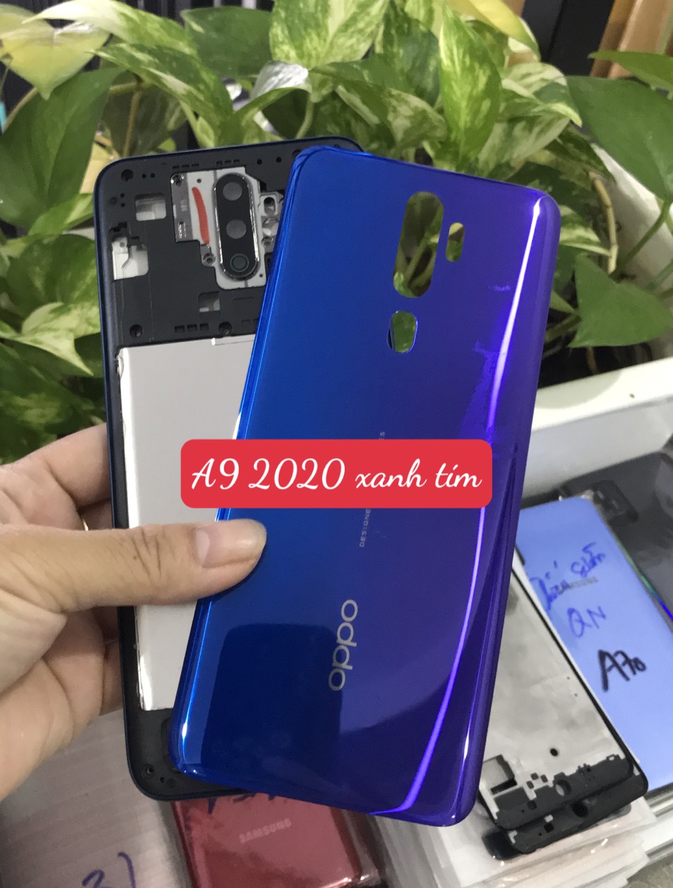 Bộ vỏ oppo A9 2020 / A5 2020  zin(kèm phím +kinh camera)