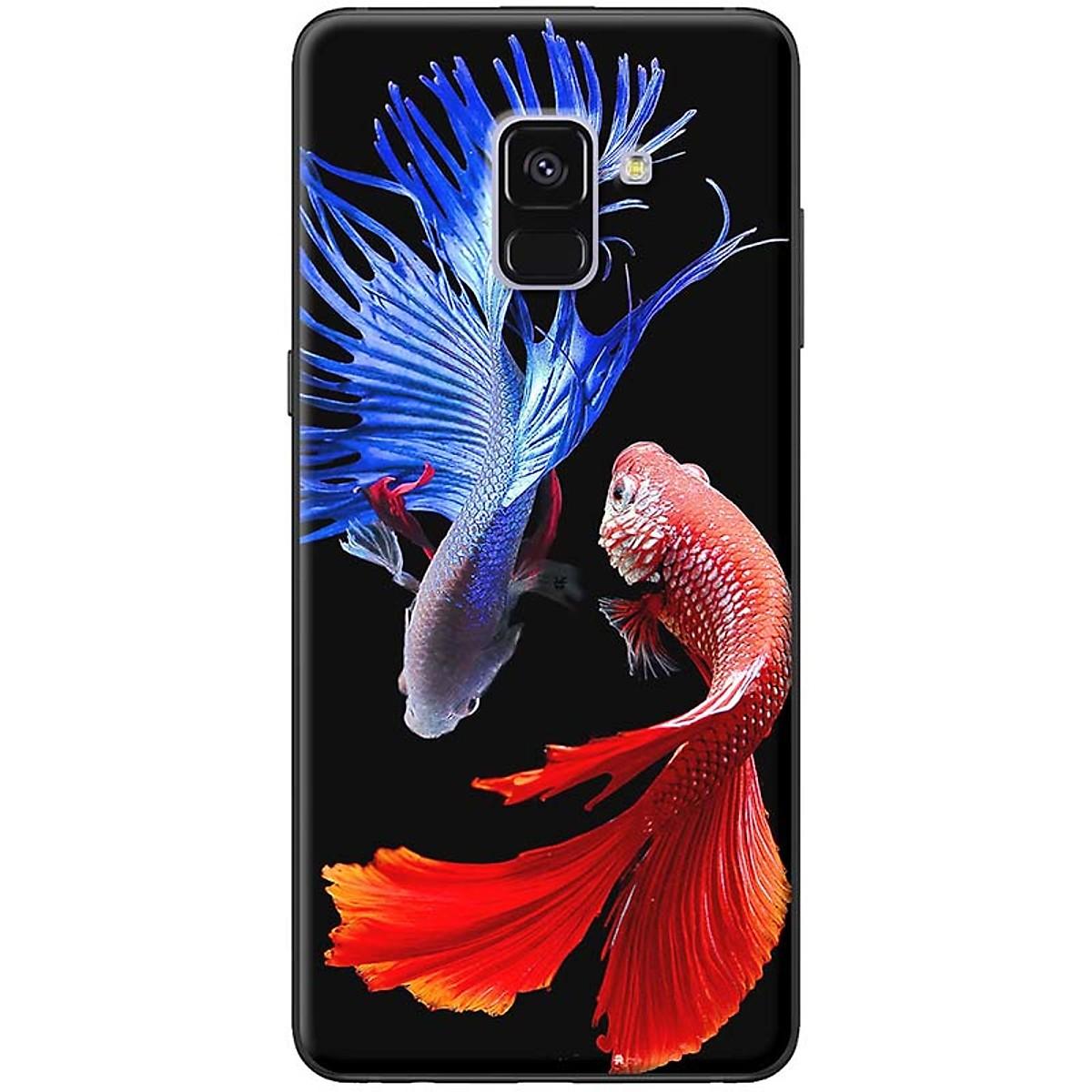 Ốp lưng dành cho Samsung Galaxy A8 Plus mẫu Cá beta xanh đỏ
