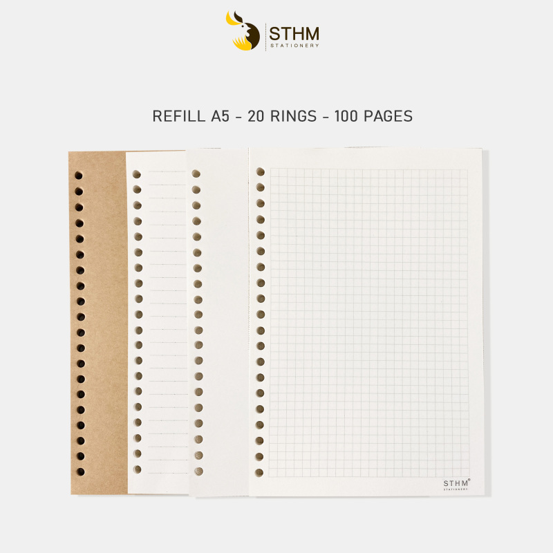 Ruột giấy refill sổ còng 20 lỗ - A5 - 100gsm - 50 tờ - STHM stationery