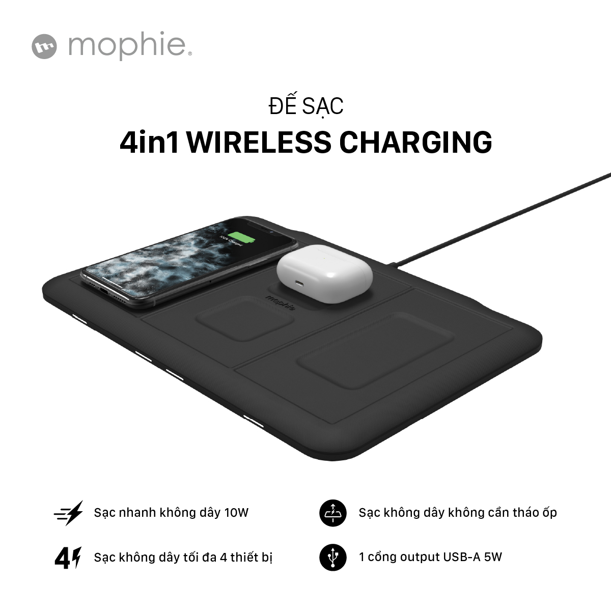 Đế sạc không dây Mophie 4in1