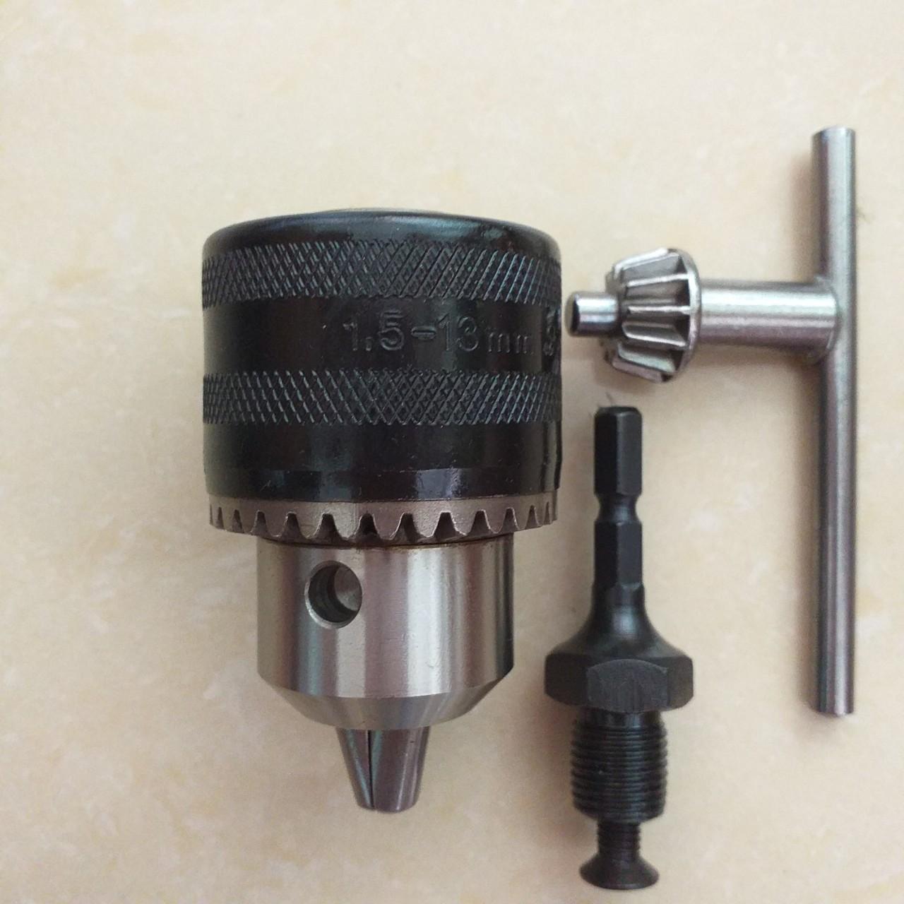 Bộ chuyển đổi đầu cặp mũi khoan 13 ly khóa tay cho máy bắn vít chuôi lục giác 6.35mm: