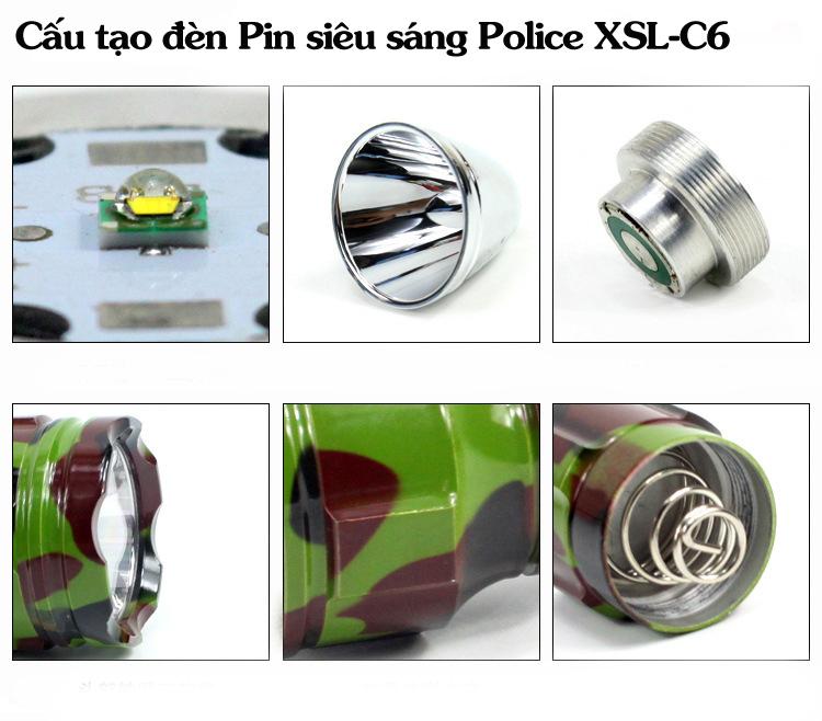Đèn pin sạc điện siêu sáng Police C6 (Dằn di)