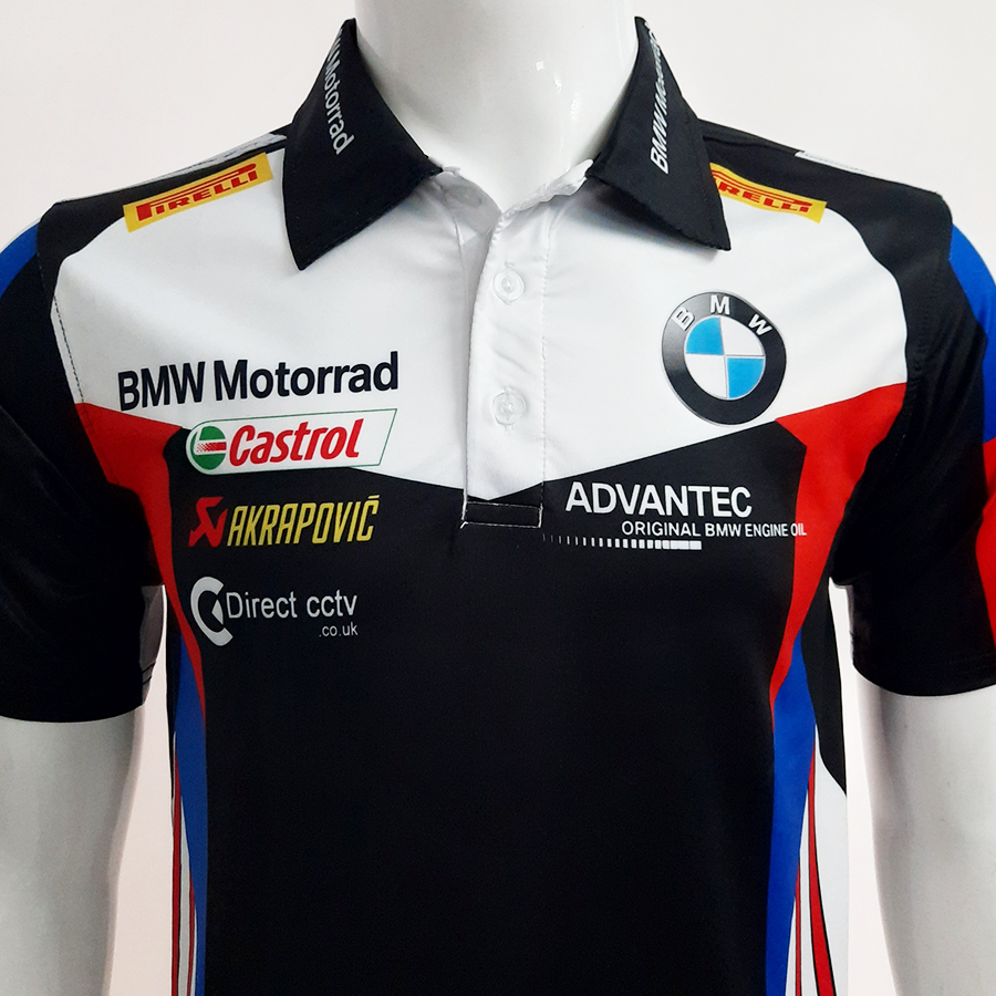 Áo thun nam có cổ tem xe BMW