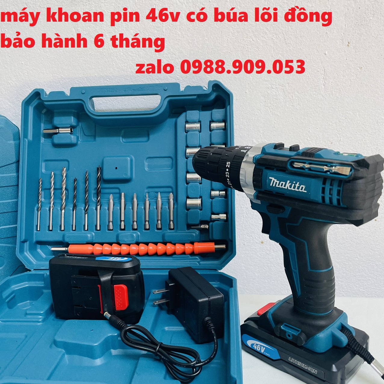 Máy khoan pin có BÚA makita 36v. (kèm 2pin và nhiều phụ kiện)