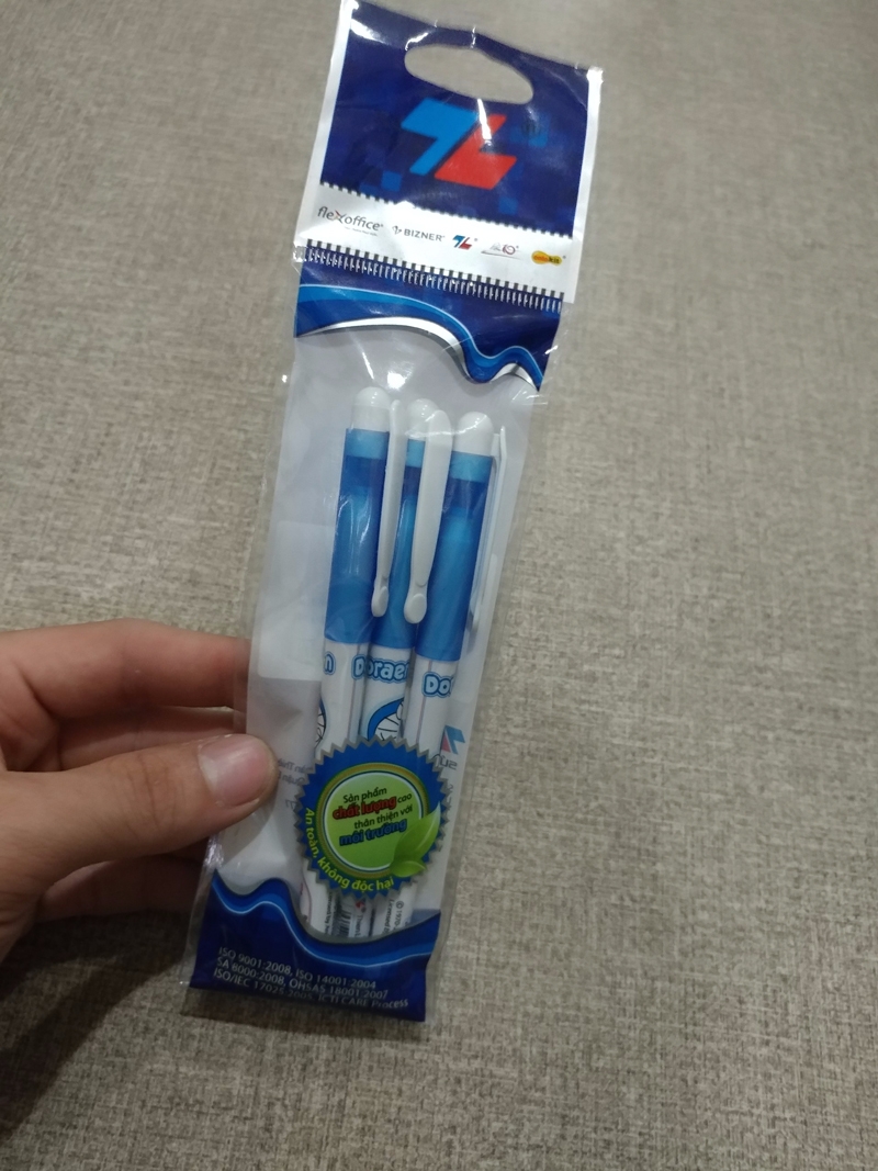Vỉ 3 Bút Lông Kim FL-04/DO - Mực Xanh