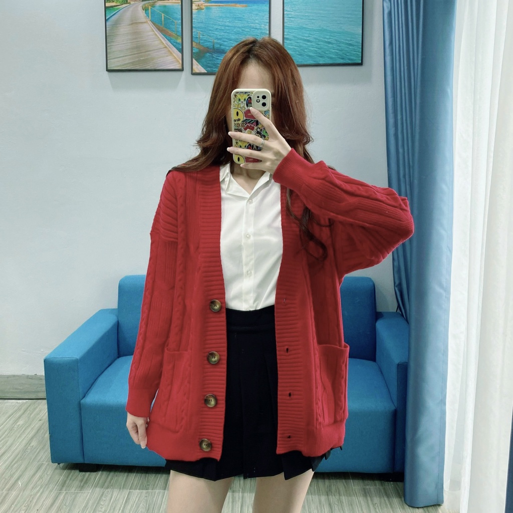 Áo cadigan nữ SIKY chất len vặn thừng siêu dày - KL12