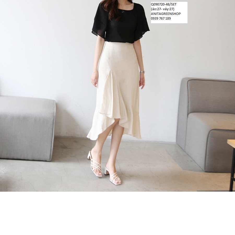 Q090720 set áo voan phối chân váy
