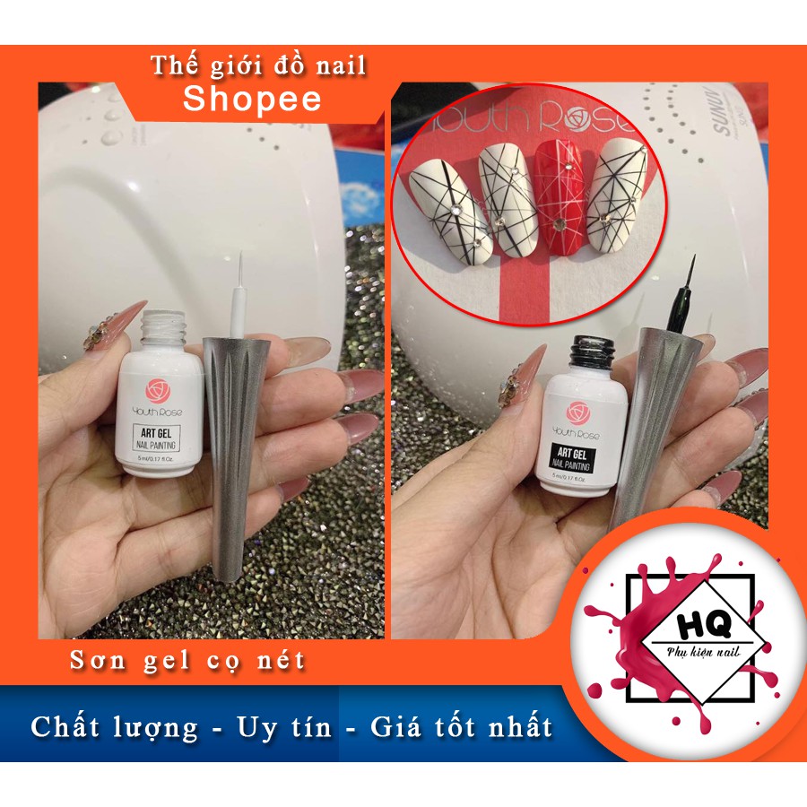 Sơn gel cọ nét trắng & đen vẽ nét thanh mảnh cực đẹp