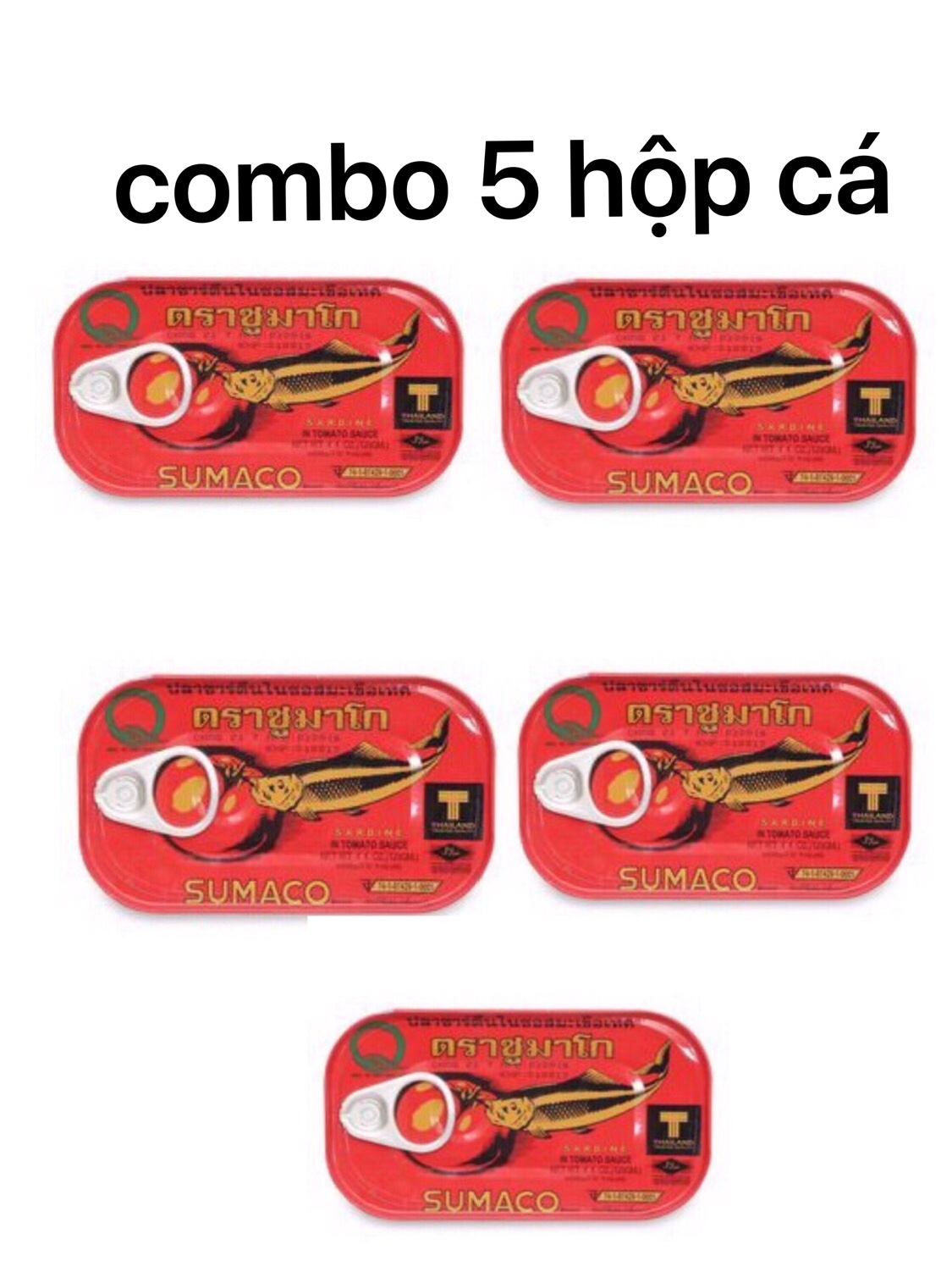 Combo 5 hộp cá mòi hộp sốt cà sumaco thái lan - hộp125gram