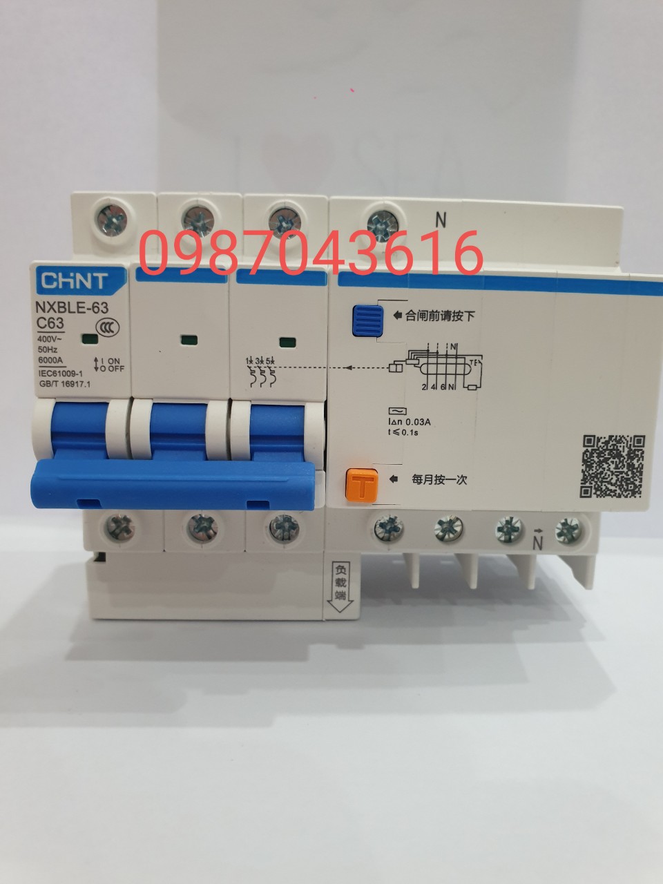 Áp tô mát chống giật nxble 3p+n 16a, 20a, 25a, 32a, 40a, 63a , 100achint