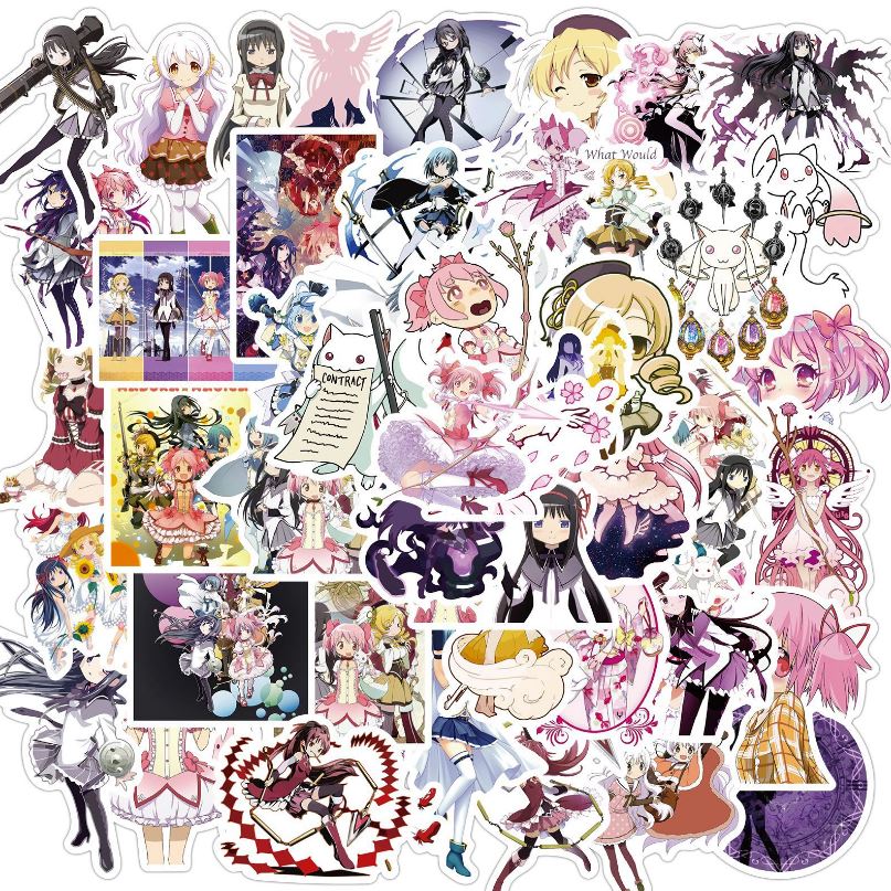 [HCM]Sticker anime Magical Girl Madoka nhựa PVC không thấm nước dán nón bảo hiểm laptop điện thoại Vali xe Cực COOL #198