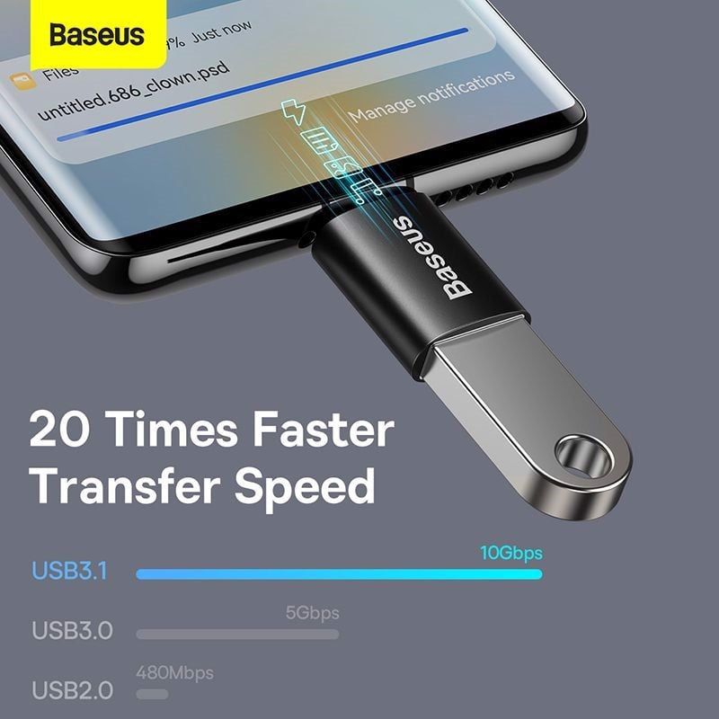 Đầu chuyển Baseus type C to usb-a 3.1 tốc độ cao ingenuity series mini otg gen 2