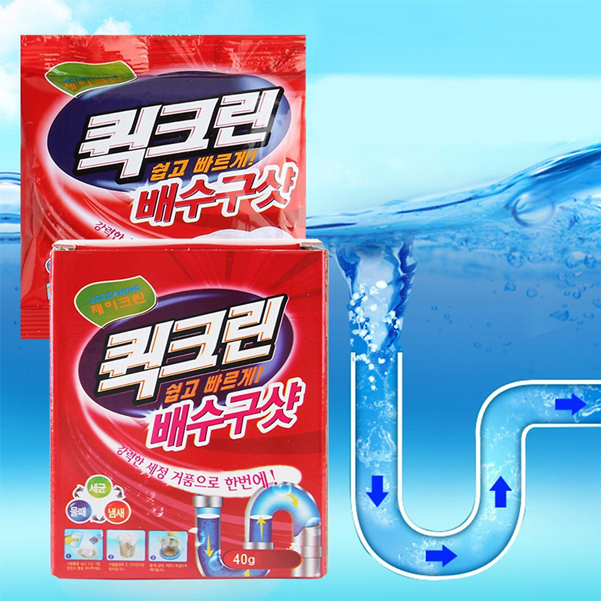 Hộp 5 gói bột thông cống Hàn Quốc | Bột thông tắc vệ sinh Hàn Quốc