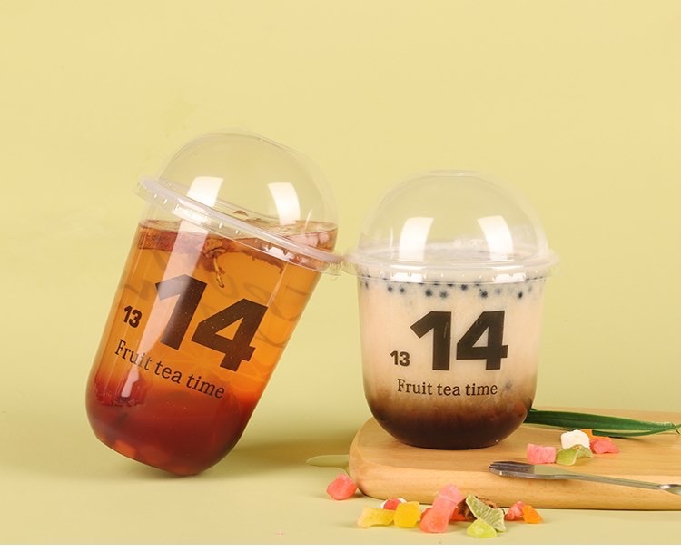 100 cốc chữ U ly đáy bầu 360ml kèm nắp cầu