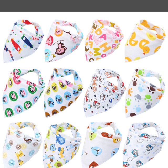 [Lấy mã giảm thêm 30%]Yếm Tam Giác Có Cúc Bấm Cotton  Cho Bé