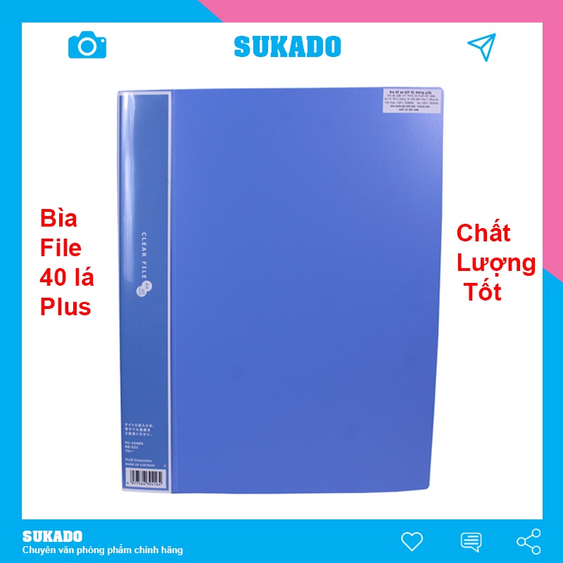Bìa lá a4 plus nhiều lá nhựa 20-40-60 lá sukado plus05