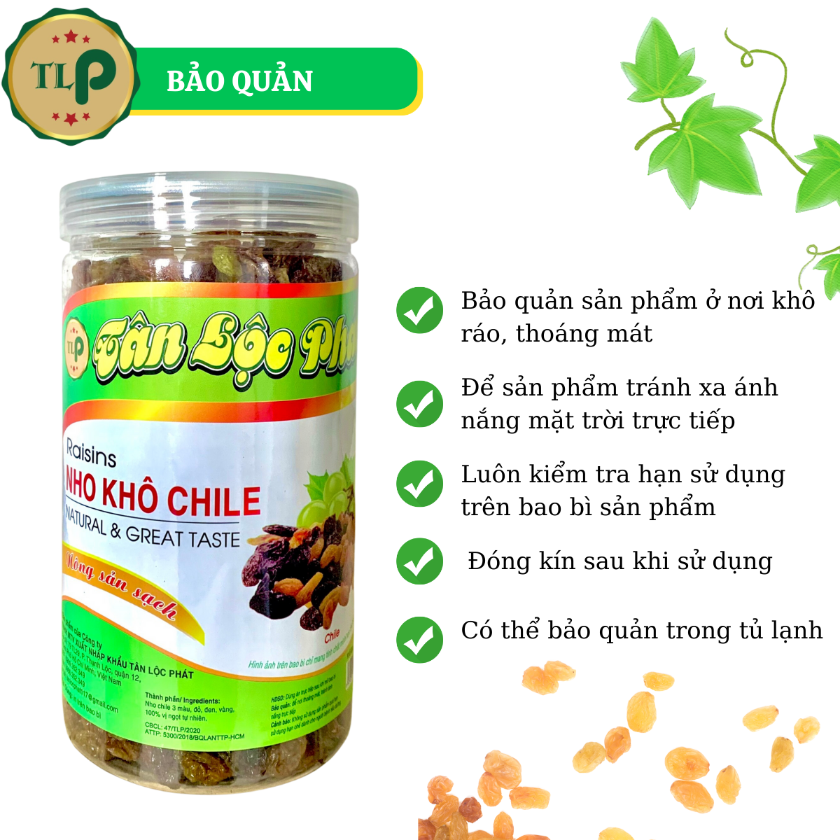 Nho Khô Chile Tân Lộc Phát Hũ 500g