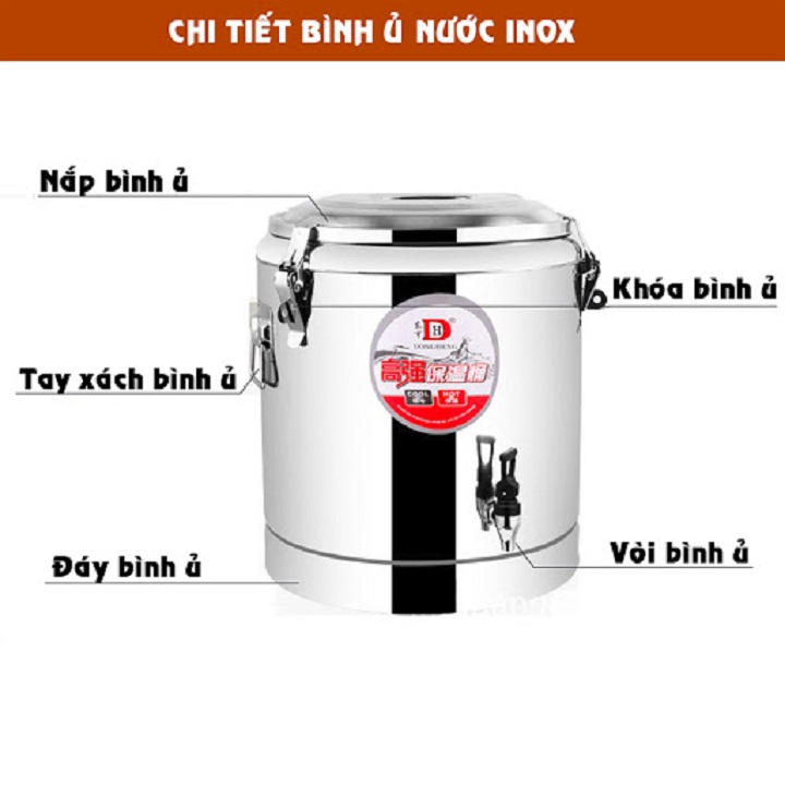 BÌNH Ủ TRÀ SỮA GIỮ NHIỆT INOX 304 CAO CẤP