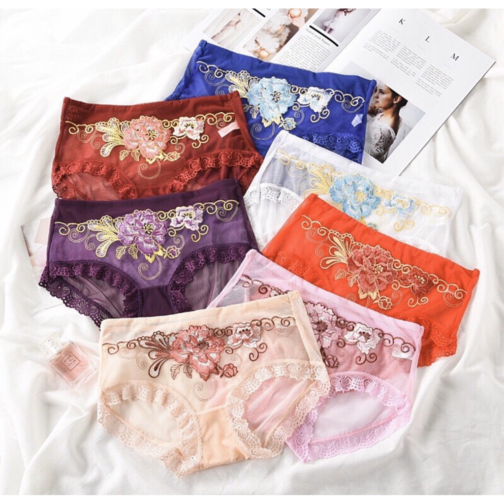 Combo 10 quần lót ren lưới thêu hoa 638