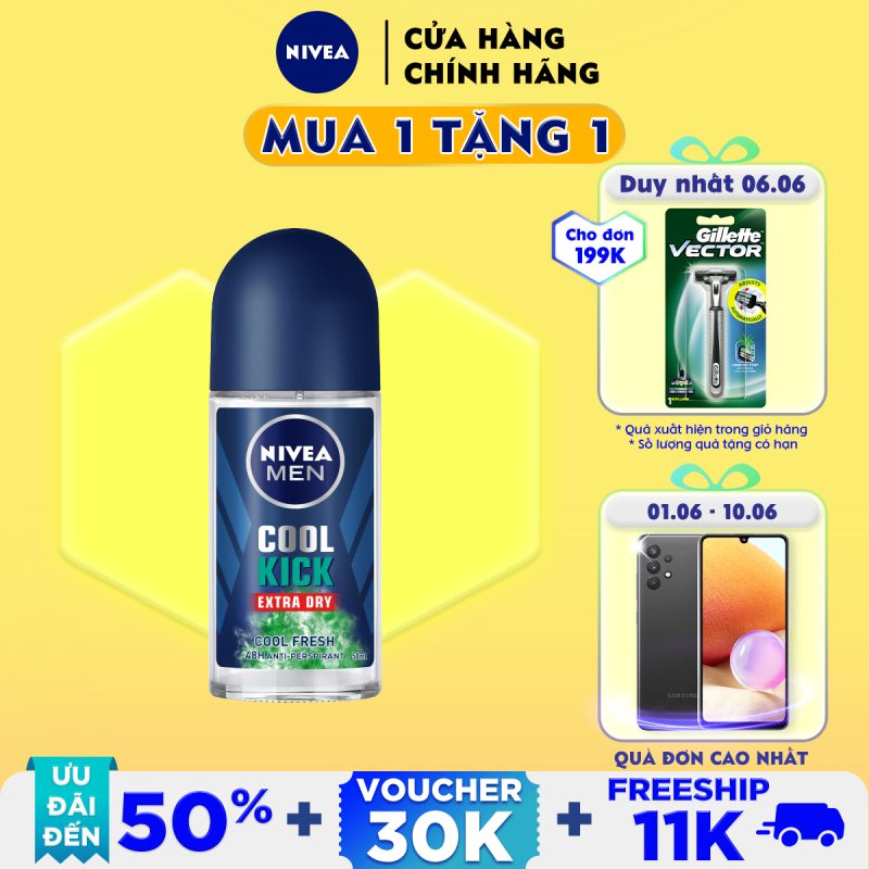 Lăn ngăn mùi NIVEA MEN Cool Kick Mát Lạnh - Thơm sảng khoái (50ml) - 83188 giá rẻ