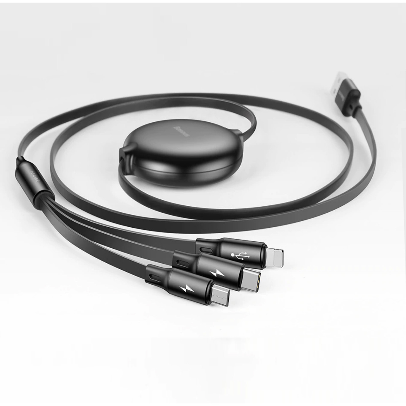 Cáp sạc dây rút 3 đầu Baseus Golden Loop 3 in 1 Elastic (3.5A, Type C/ iPhone/ Micro USB, Adjustable, Fast Charge Cable)