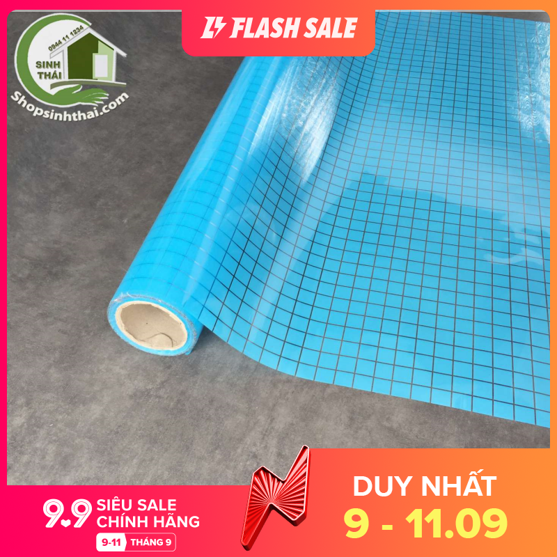 [HCM]Giấy Dán Kính Sọc Caro Cao Cấp Màu Xanh Dương - [ 50cm x khổ 100cm ] Có Sẵn Keo