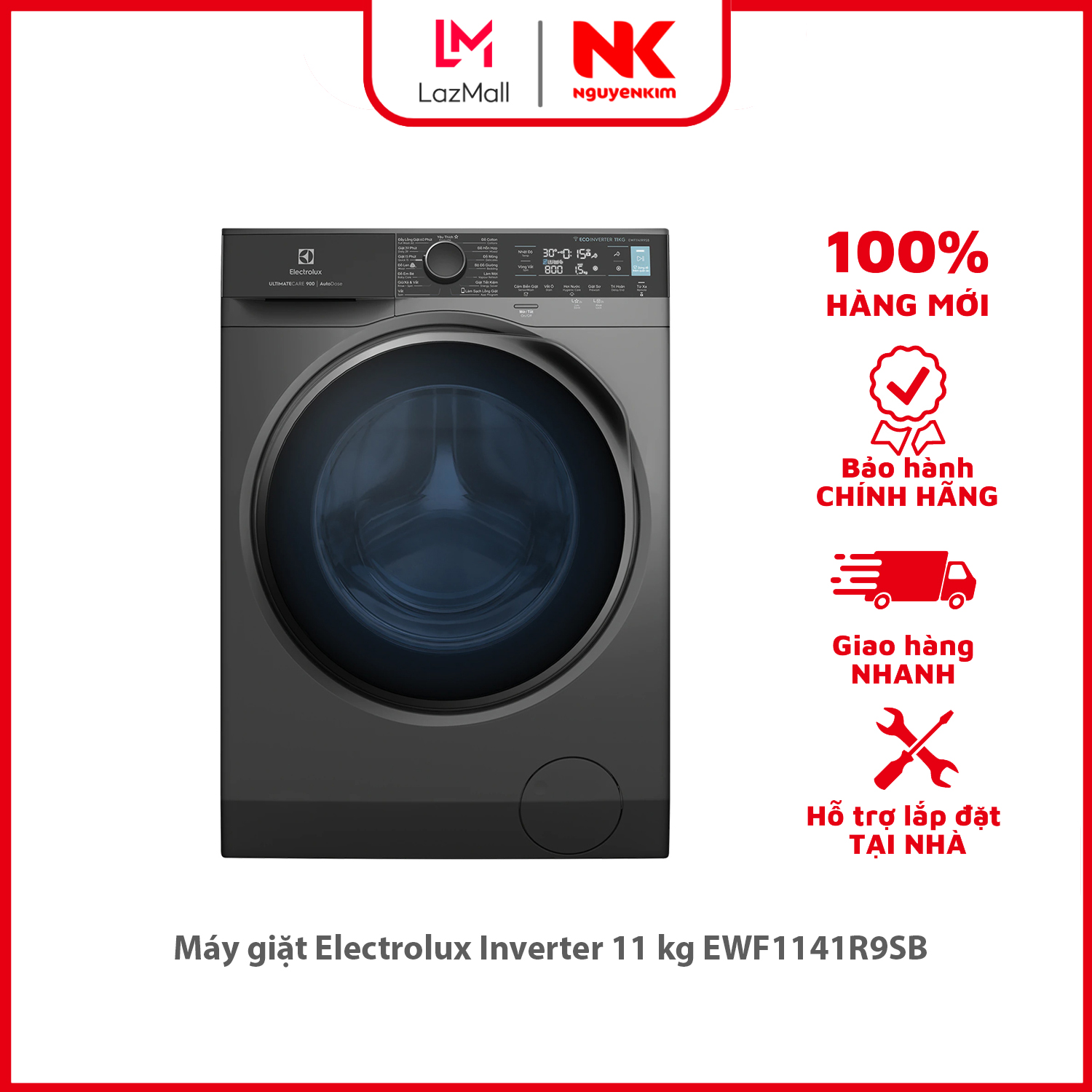 Máy giặt electrolux inverter 11 kg ewf1141r9sb