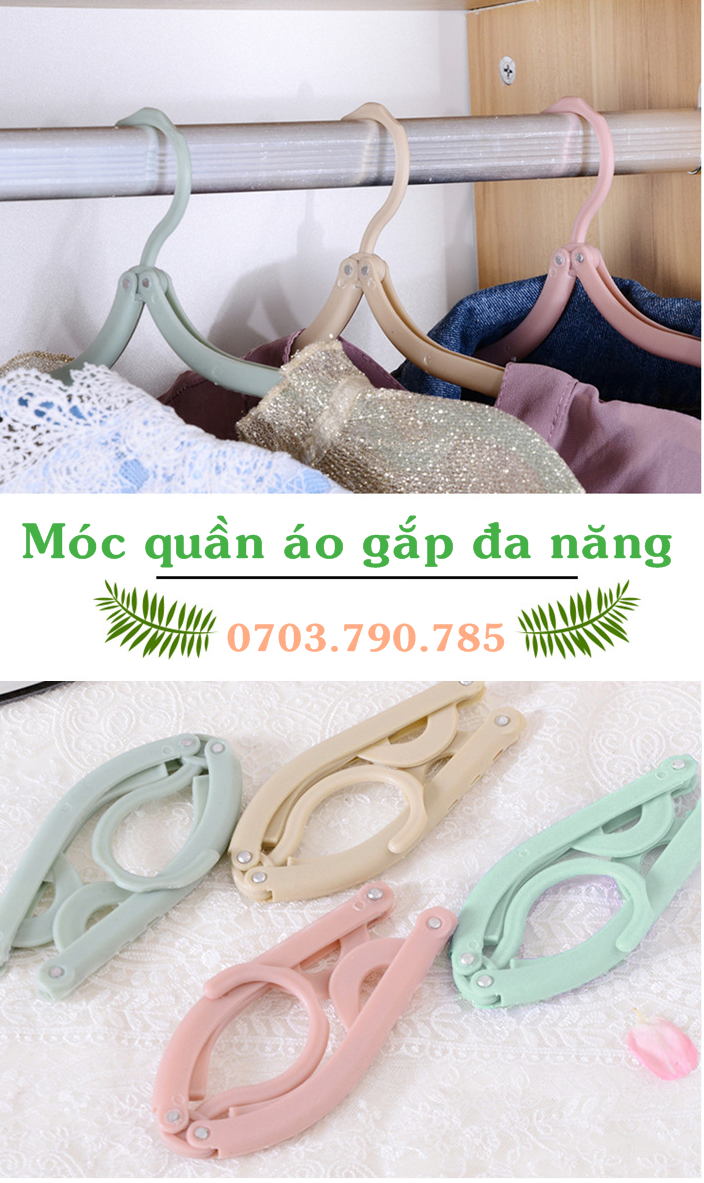 [HCM]Set 3 Móc Treo Quần Áo Xếp Gọn Du Lịch Đa Năng