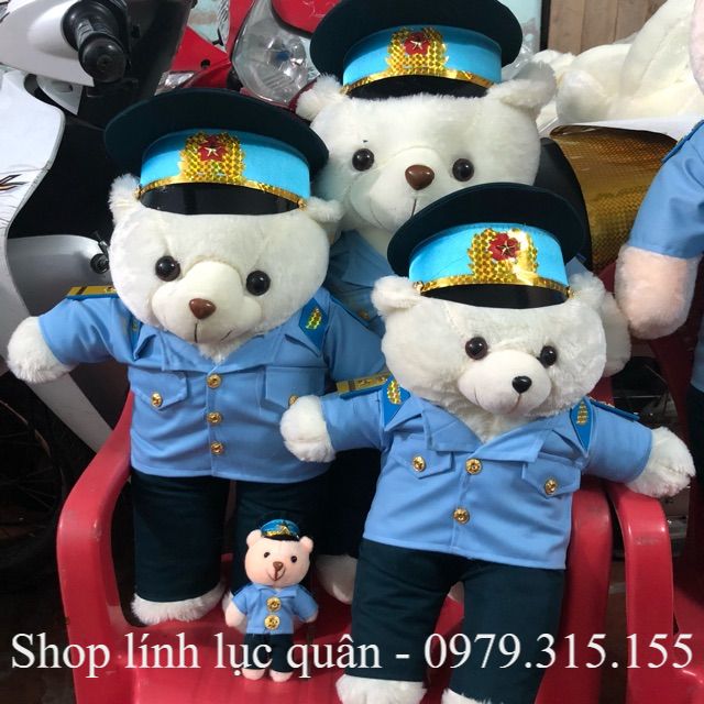 GẤU BÔNG MẶC ĐỒ LÍNH PKKQ 55cm
