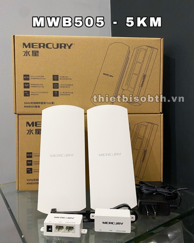 Bảng giá Bộ Thu Phát Wifi Không Dây Ngoài Trời Cho Camera IP Khoảng Cách 5KM- Mercury MWB505 Phong Vũ