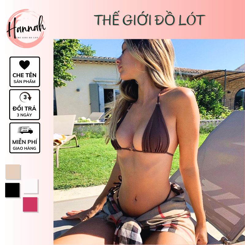 Bikini 2 mảnh - đồ bơi tam giác phối khoen, kiểu dáng basic