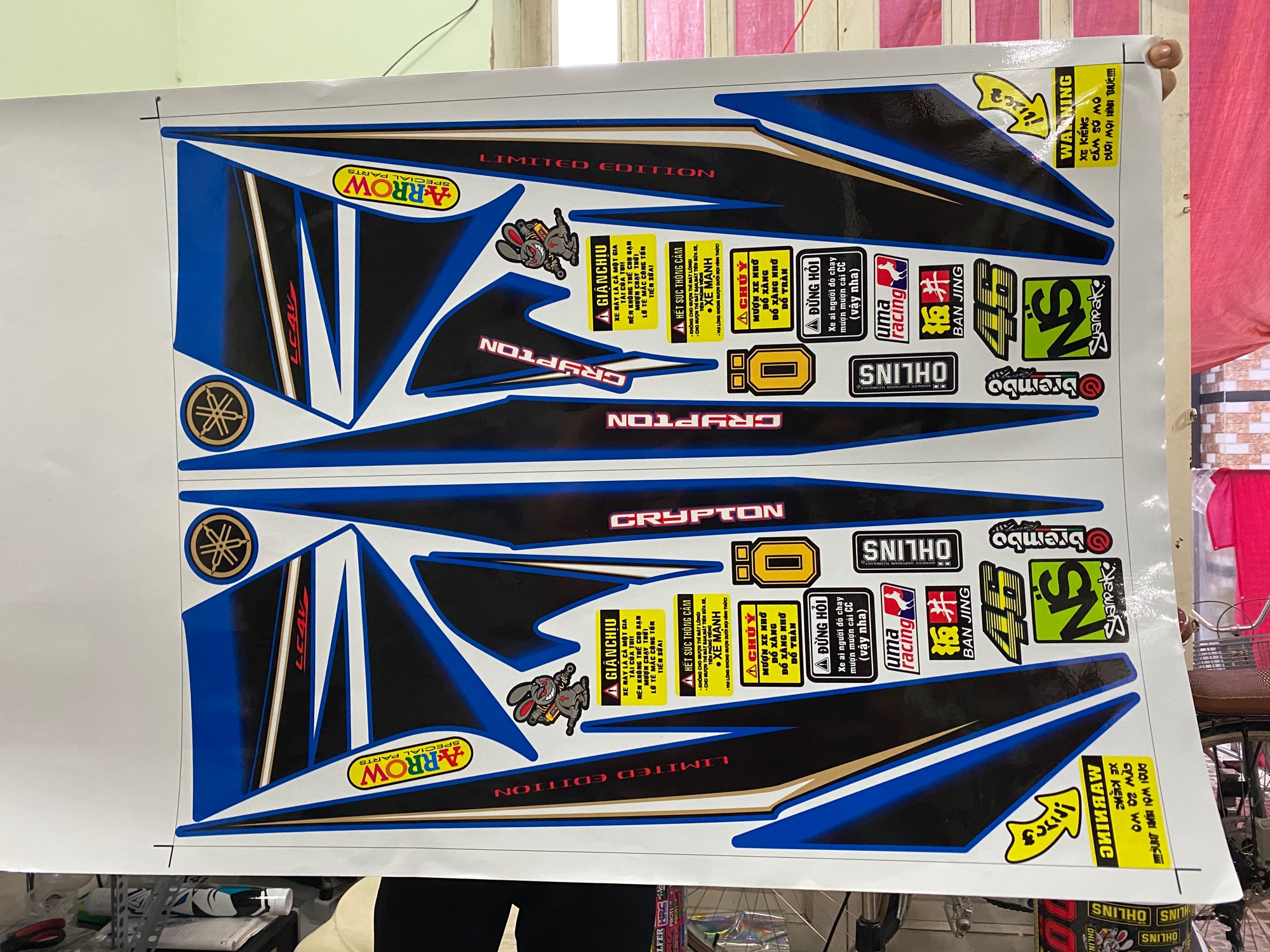Tem rời exciter 2009 mẫu Crypton dán xe xanh Spark
