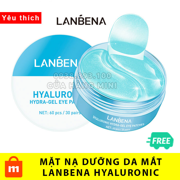 【FREESHIP】 Combo 60 Miếng Mặt Nạ Dưỡng Mắt Mờ Thâm Quầng LANBENA Hyaluronic