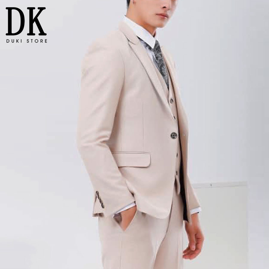 Bộ vest nam Hàn Quốc cao cấp màu kem trẻ trung DKA0014 - DUKI STORE