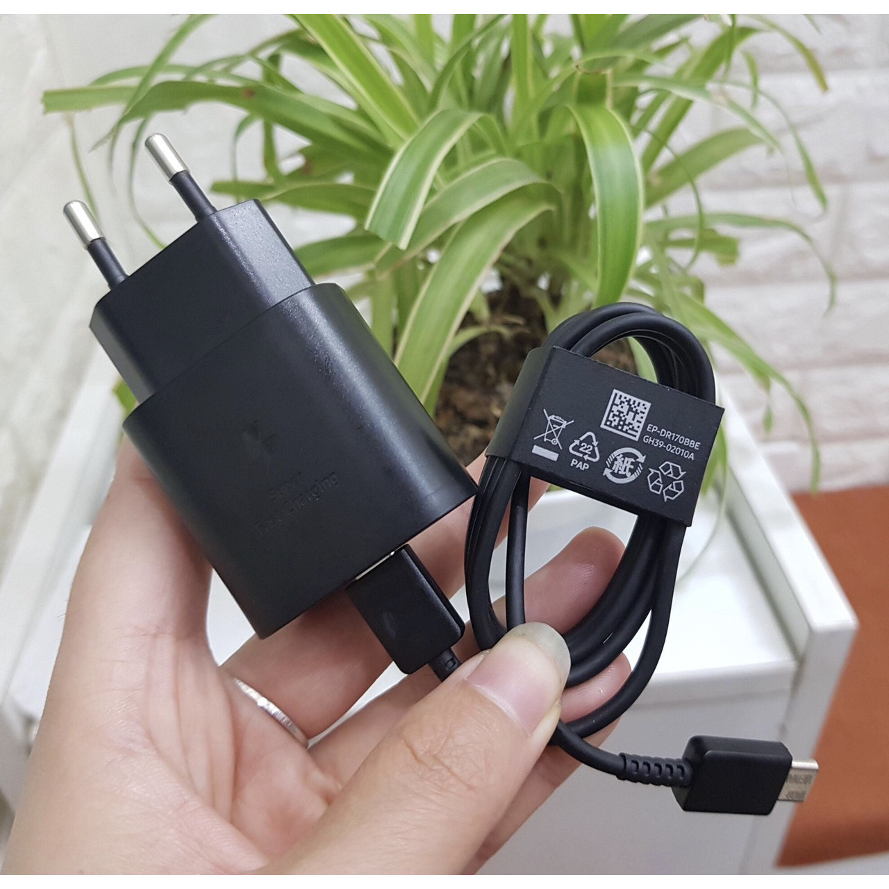 Bộ sạc nhanh 25w dùng cho samsung note 10 note 10 plus samsung s10 5g a90 a80 a70 và cáp 2 đầu type c - type c