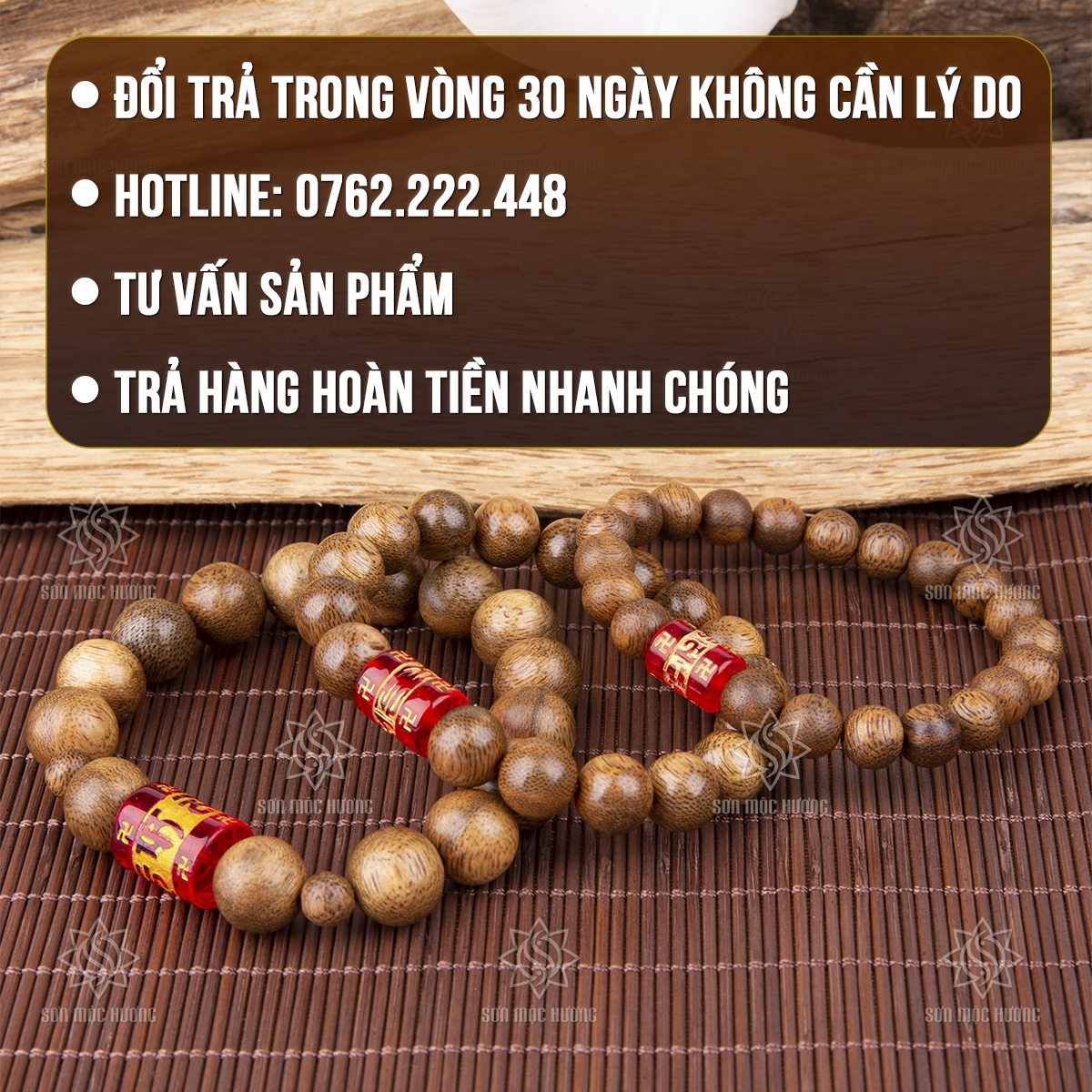 Vòng tay trầm hương mix lu thống omani Sơn Mộc Hương đeo tay nam nữ mệnh kim mộc thủy hỏa thổ mang ý nghĩa phong thủy may mắn tài lộc