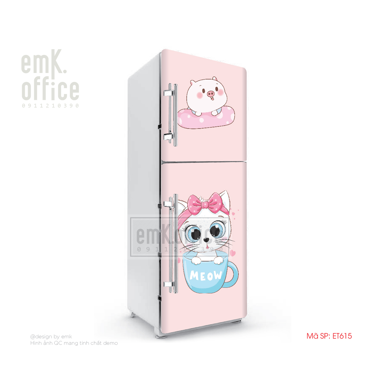 Decal dán tủ lạnh, miếng dán tủ lạnh mẫu cute - BO109