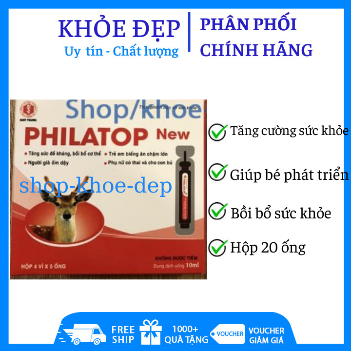 PHILATOP con hươu ống nhựa hộp 20 ống - giúp bé ăn ngon, ngủ tốt, phát triển chiều cao