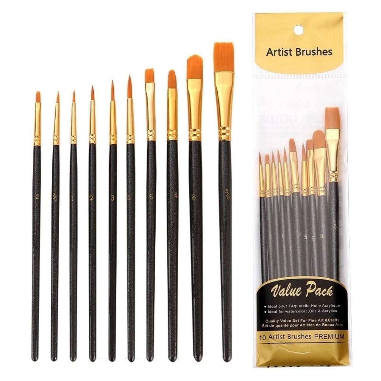 [HB Gift - Quà tặng không bán] Bộ 10 cọ vẽ chuyên dụng Artist Brushes
