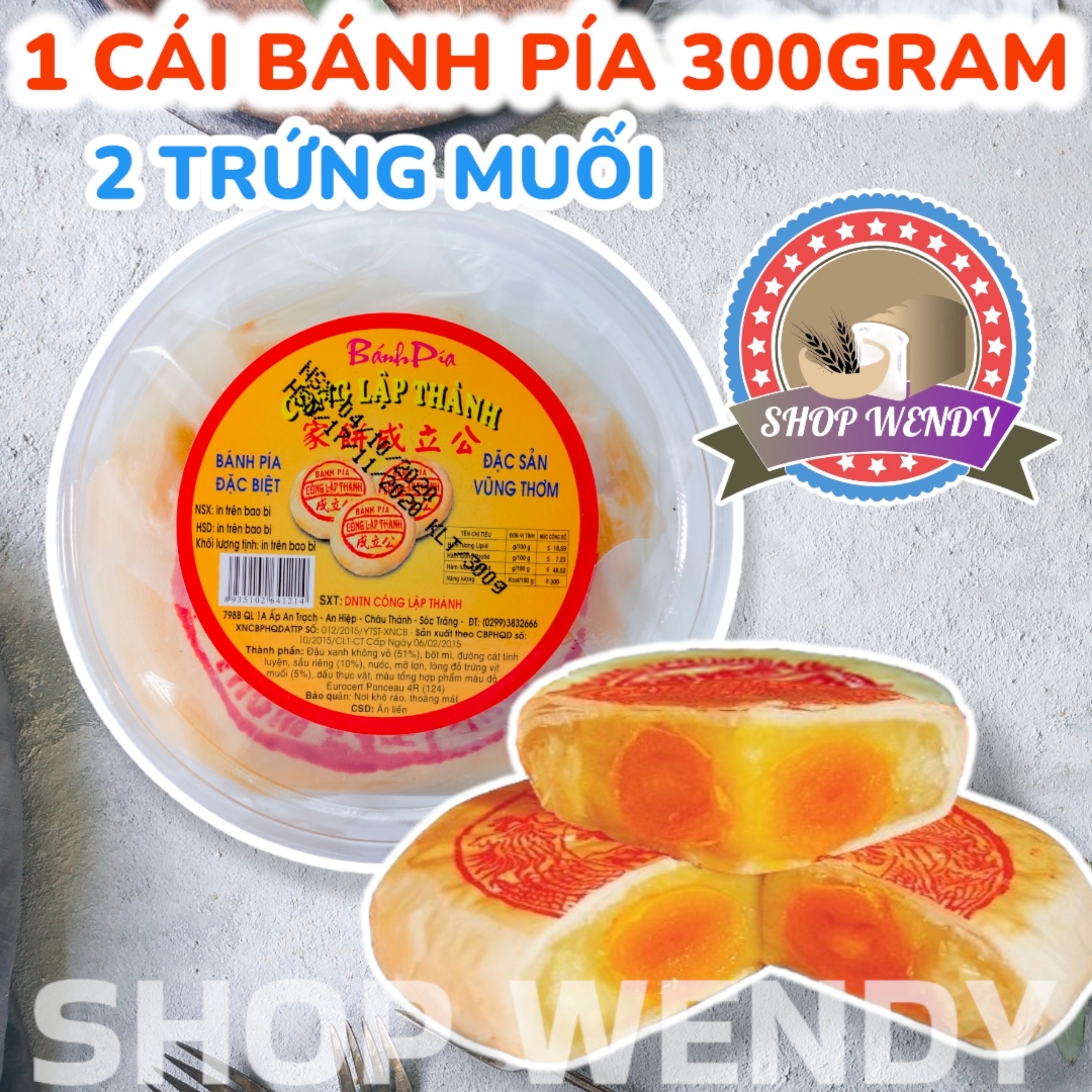 1 Cái Bánh Pía 300Gram Công Lập Thành Đậu Xanh Sầu Riêng 2 Trứng Muối{ Bánh Trung Thu, Bánh Kẹo, Bánh Pía, Lạp Xưởng, Đặc Sản Sóc Trăng }