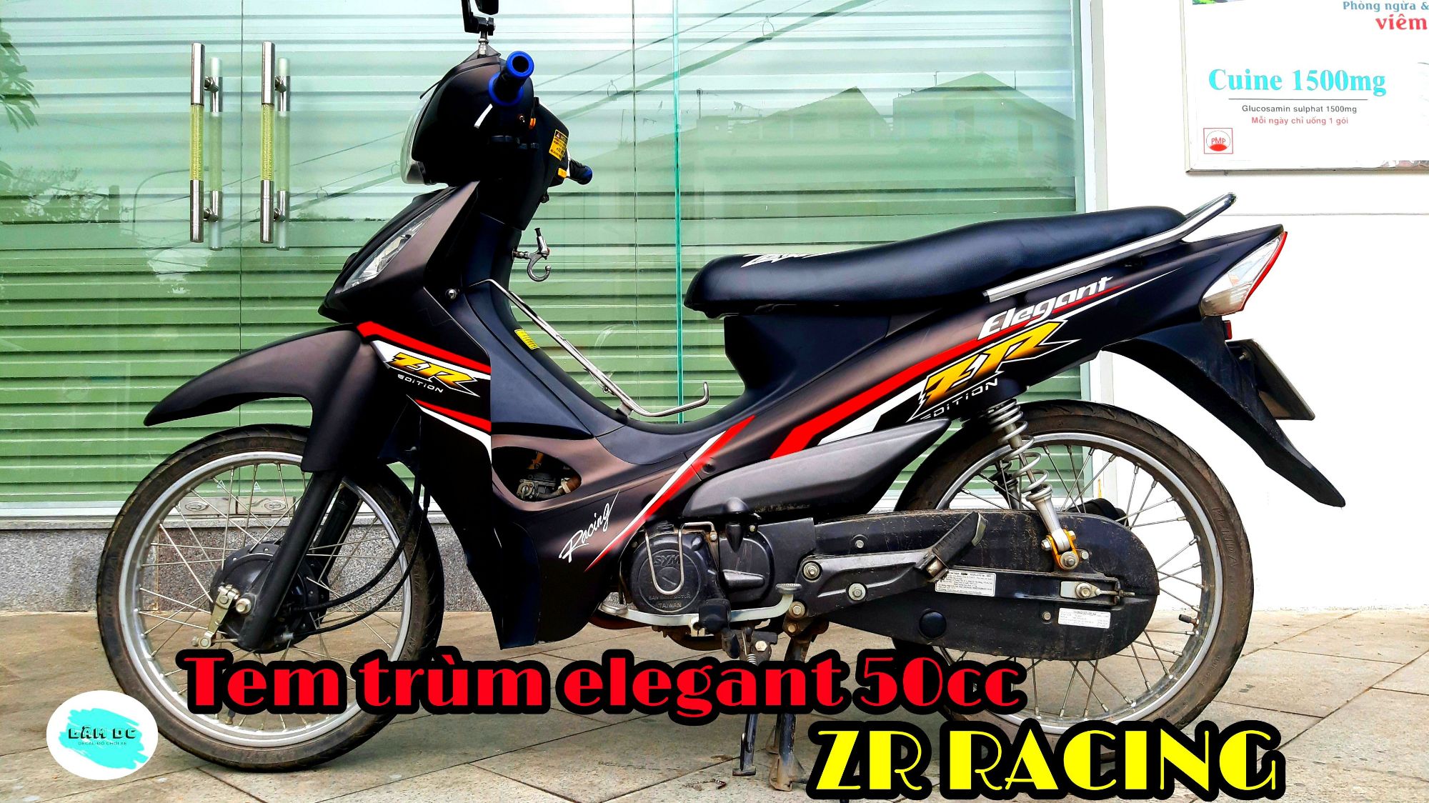 TOPMẫu Decal Tem dán tem xe sym Elegant 50cc đen nhám đẹp nhất 2020