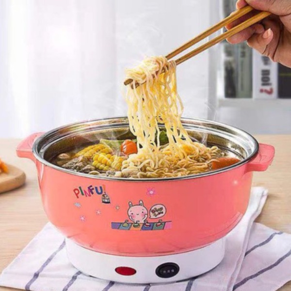 HÀNG HOT - NỒI LẨU ĐIỆN SIÊU TỐC KIÊM NẤU MÌ LUỘC TRỨNG CỰC NHANH - CA NẤU MÌ SIÊU TỐC SIZE LỚN, NỒI LẨU ĐIỆN MINI ĐA NĂNG CHỐNG DÍNH CHỐNG GỈ TỐT