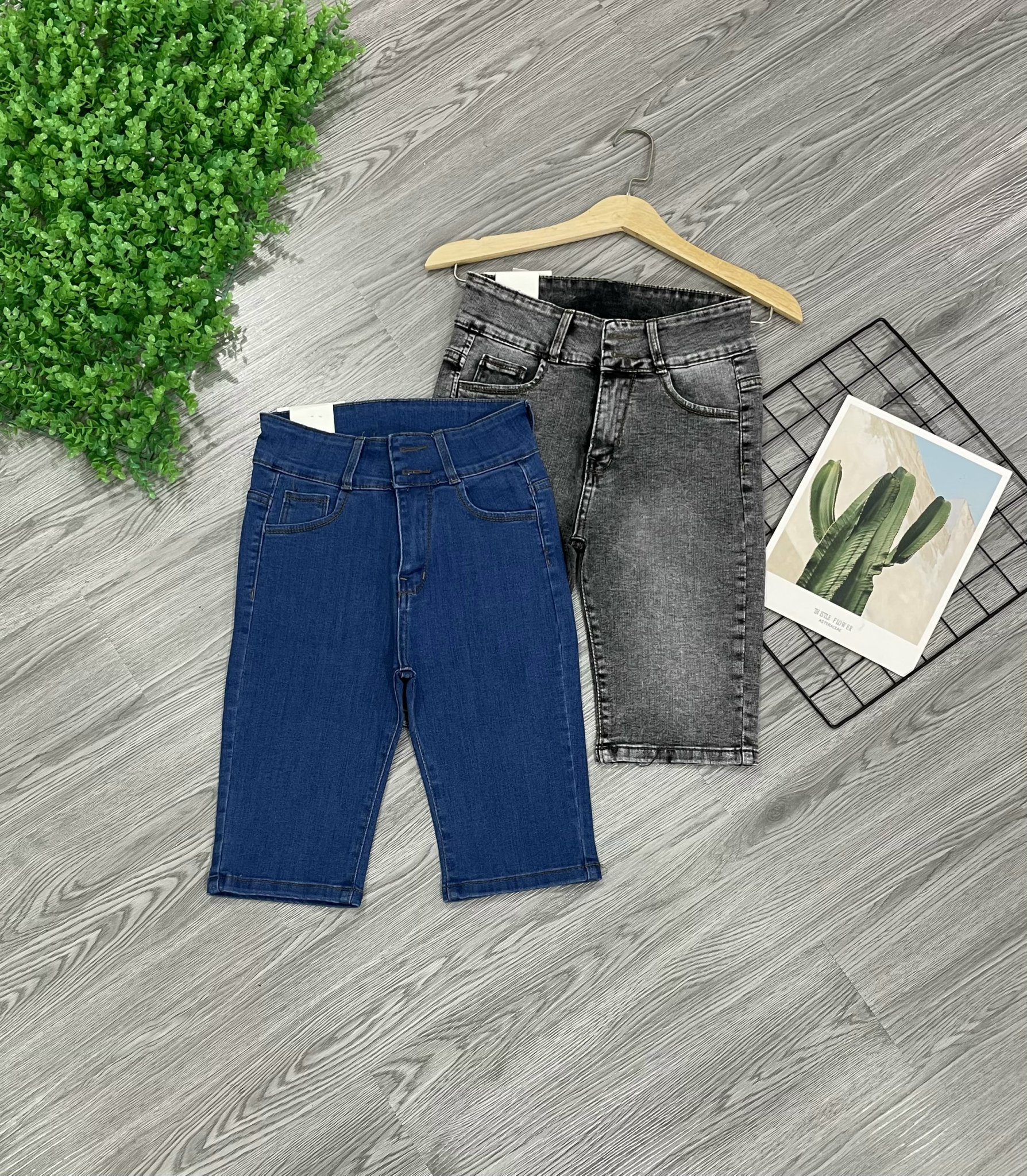 [38-67kg]Quần Jean Ngố Nữ Co Giãn Dáng Ôm 2 Nút Lưng Cao Giá Sỉ Ảnh Chụp Thât Từ Sản Phẩm