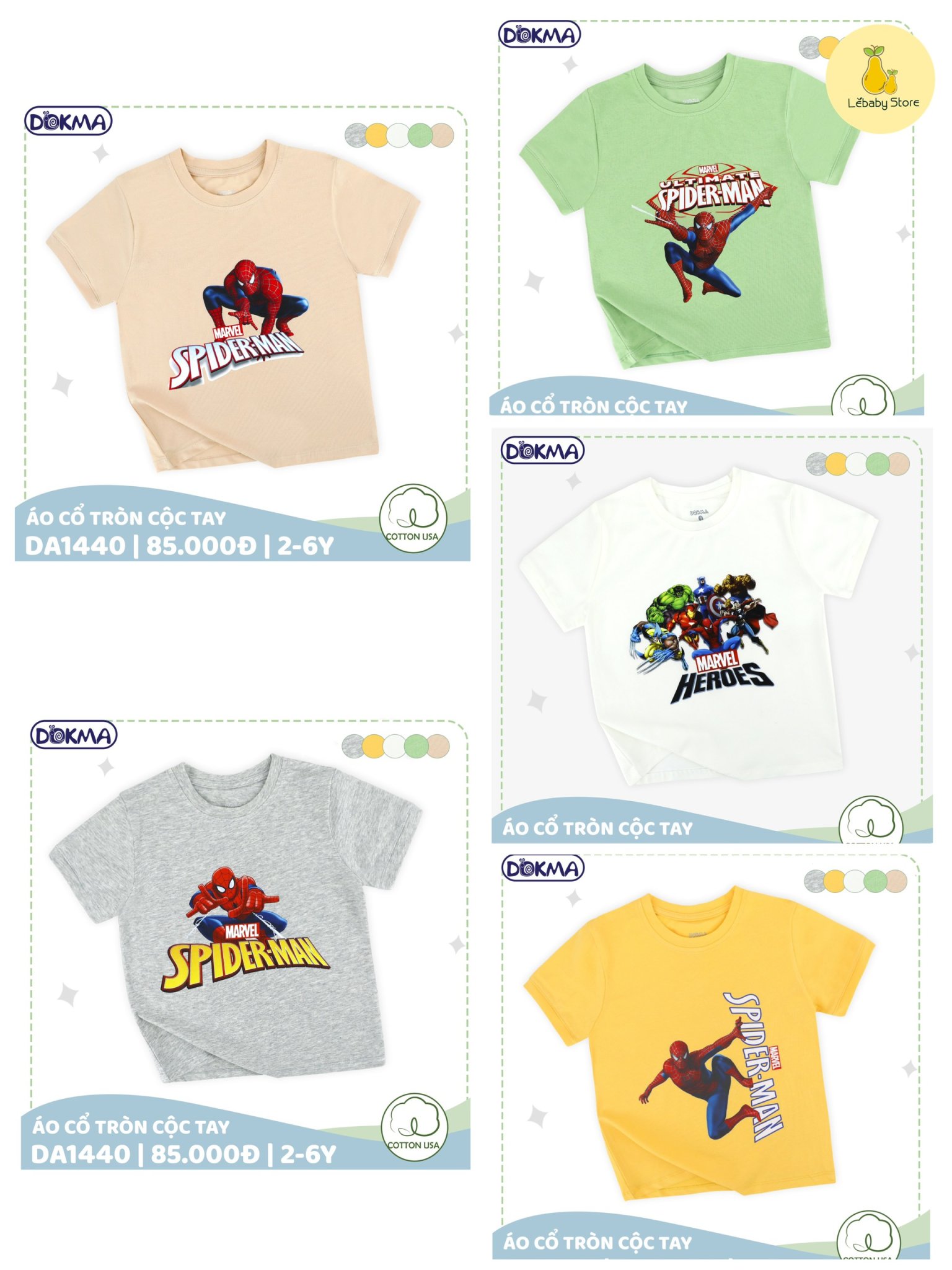 (2-6Y) Áo cộc tay cổ tròn cotton - DOKMA