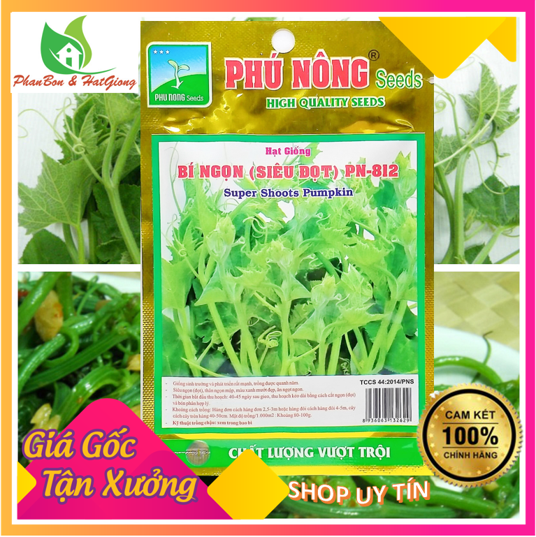Hạt Giống Bí Ngọn Siêu Đọt Dễ Trồng, Năng Suất Cao - Phú Nông Seeds - Trồng Rau Xanh Rau Sạch Bằng Đất Sạch, Xơ Dừa Mùn Dừa Và Phân Bón Hữu Cơ Trùn Quế, Phân Bò, Phân Gà | Phân bón và Hạt Giống TP.HCM