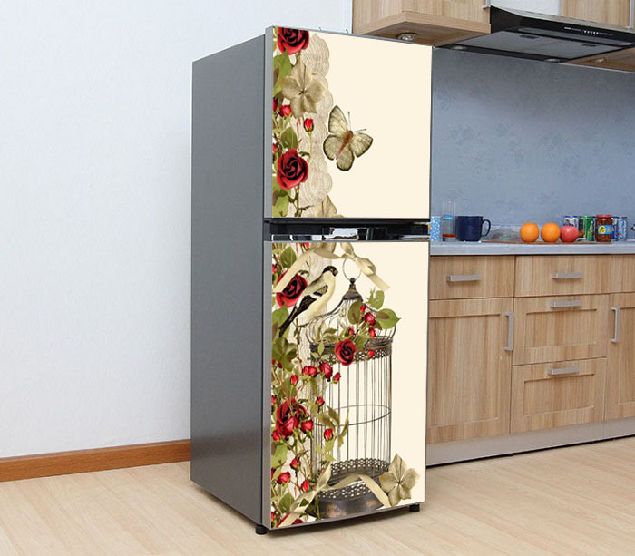 [HCM]Decal dán trang trí tủ lạnh - Lồng son - Chất liệu cao cấp