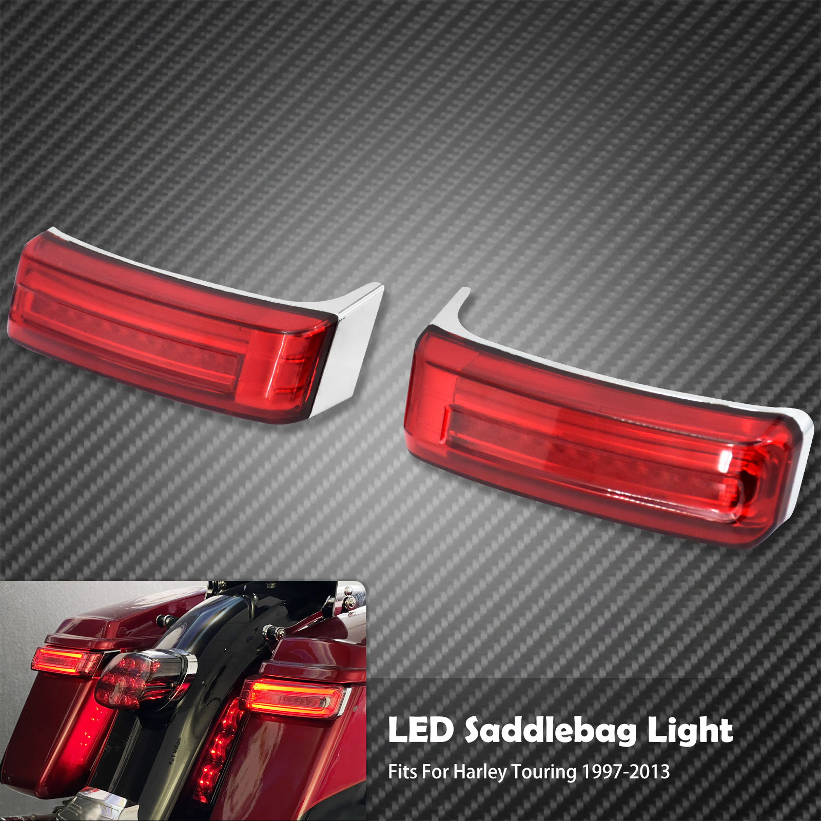 Xe máy led saddlebag bật đèn tín hiệu chạy phanh chỉ số ánh sáng cho harley touring road vua hạn chế cvo flhr 1997 2012 2013