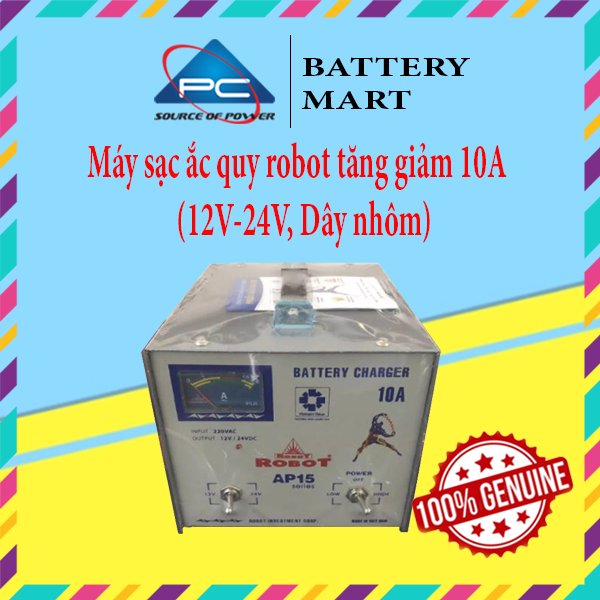 MÁY SẠC ẮC QUY ROBOT TĂNG GIẢM 10A (12V-24V, DÂY NHÔM)