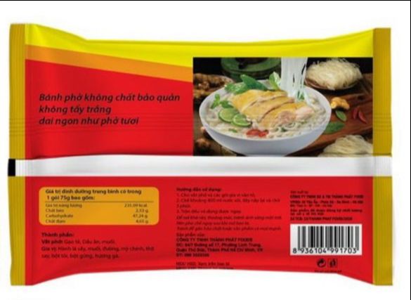 Thùng 30 gói phở Gà Hà Nội 75g